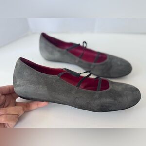 Rue Du Jour Paris Grey Suede Flats Shoes Size 39.5